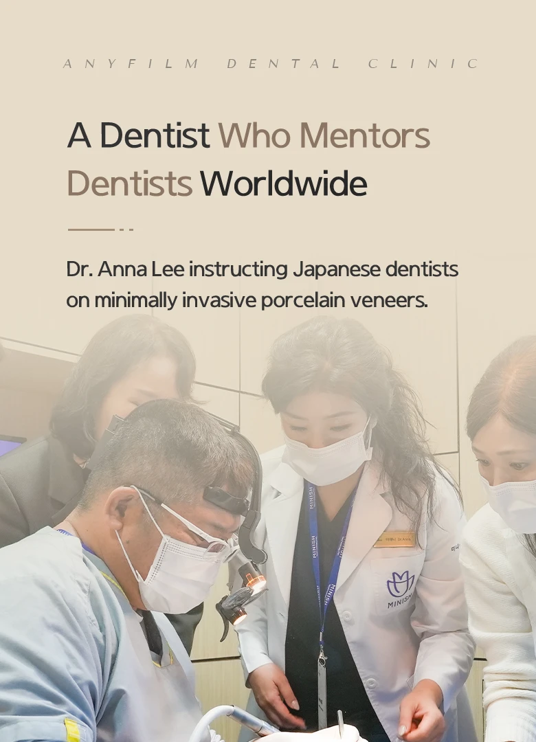 Dr. Anna Lee instructing Japanese dentists on minimally invasive porcelain veneers